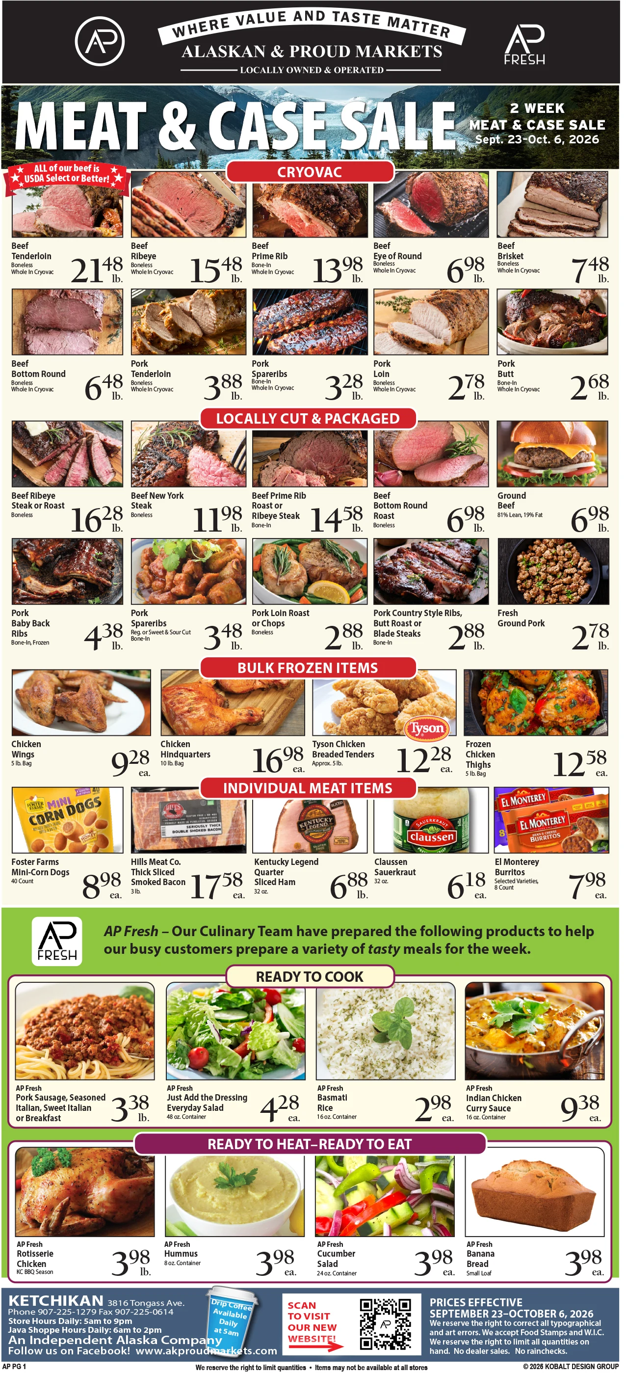 Alaskan Proud Markets Ketchikan | << Back What's On Sale? Ketchikan Thorne Bay - Page 1