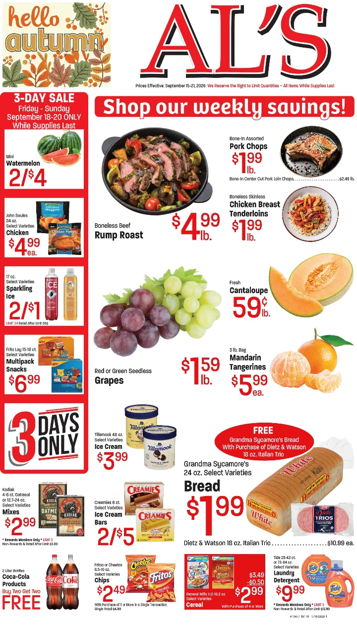 Al's Food Town Ad of September 15 - 21, 2026 - Page 1
