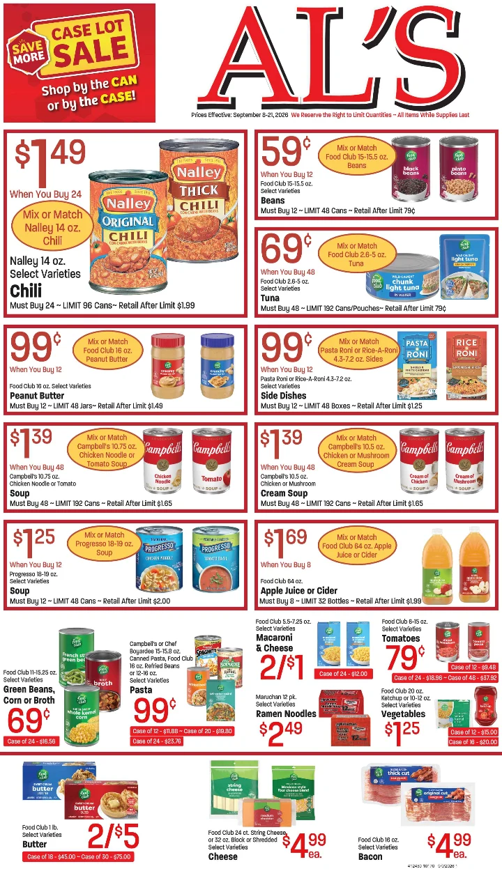 Al's Food Town Caselot ad of September 8 - 21, 2026 - Page 1