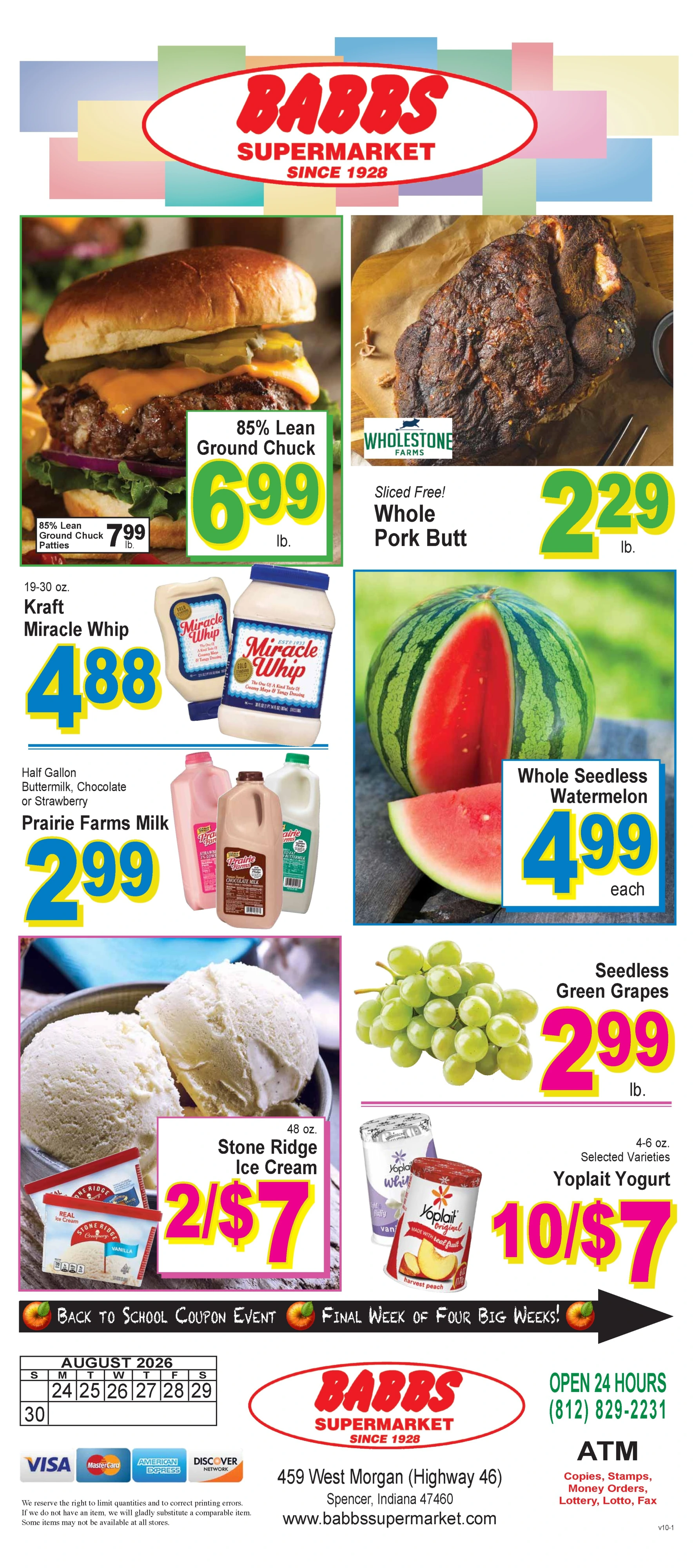 Babbs Supermarket Spencer Weekly Ad - Page 1