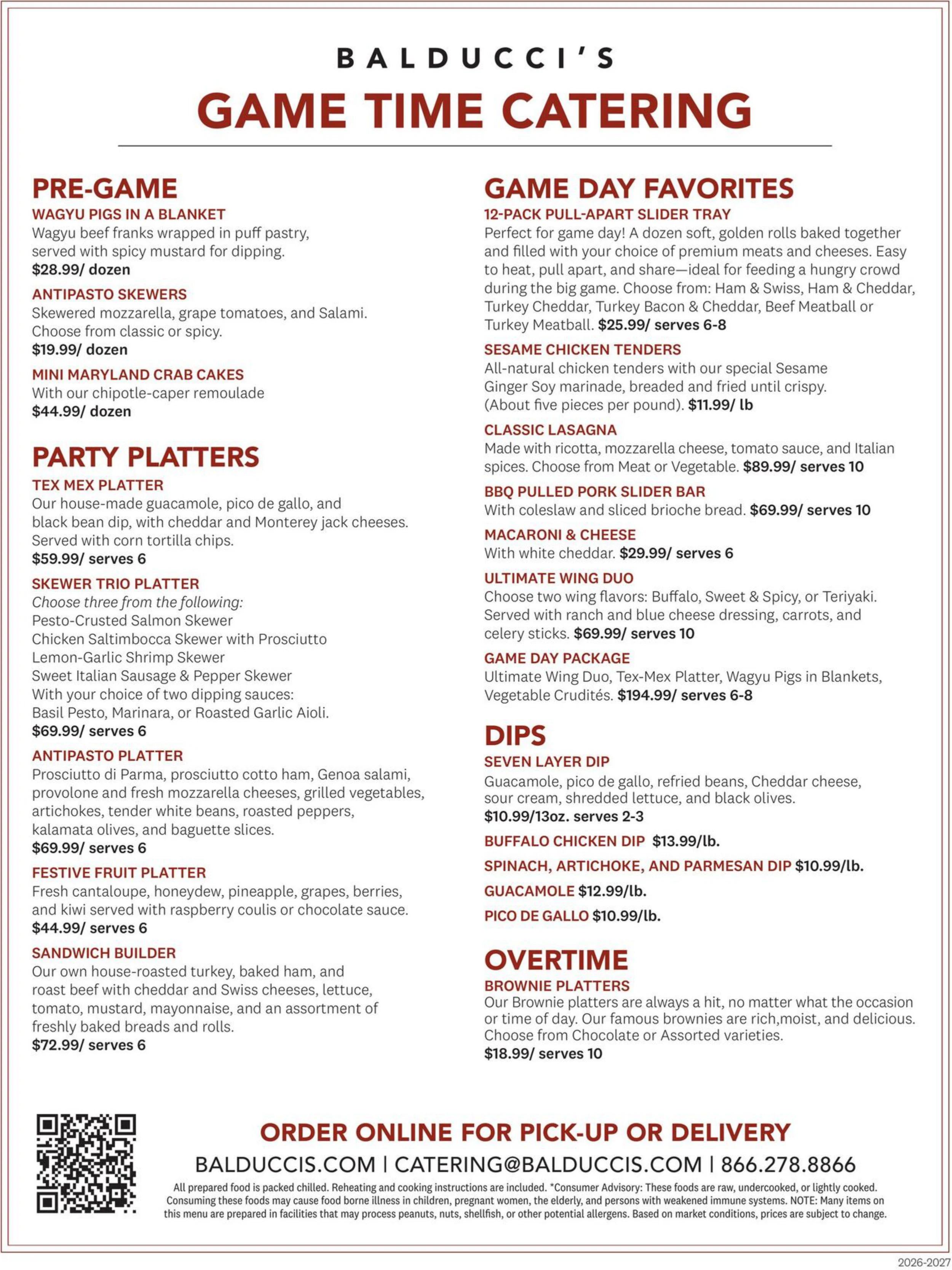 Balducci's Game Time Menu - Page 2