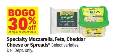 Specialty Mozzarella, Feta, Cheddar Cheese or Spreads