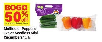 Multicolor Peppers Seedless Mini Cucumbers