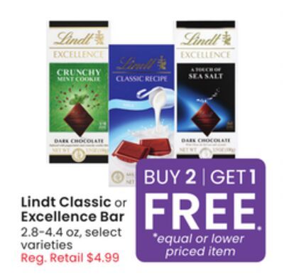 Lindt Classic or Excellence Bar