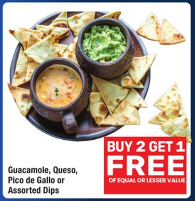 Guacamole, Queso, Pico de Gallo or Assorted Dips