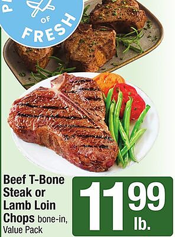 Beef T-Bone Steak or Lamb Loin Chops - Star Market weekly ad deal