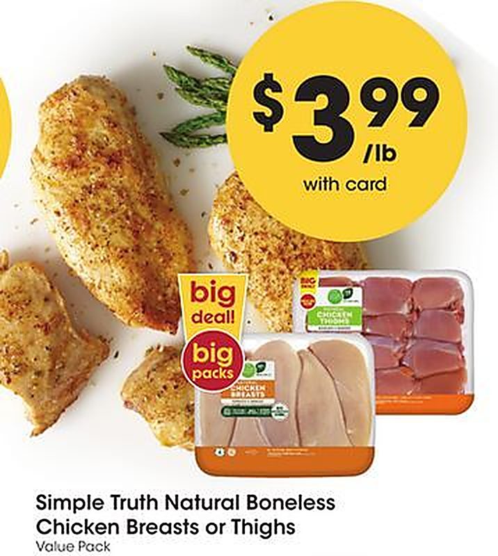 Simple Truth Natural Boneless Chicken Breasts or Thighs - Marianos weekly ad deal