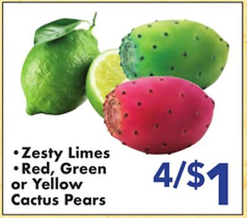 Zesty Limes, Red, Green or Yellow Cactus Pears - Fairplay Foods weekly ad deal