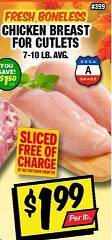FRESH BONELESS CHICKEN BREAST FOR CUTLETS - Western Beef weekly ad deal
