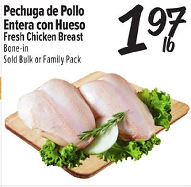 Pechuga de Pollo Entera con Hueso / Fresh Chicken Breast - El Super weekly ad deal