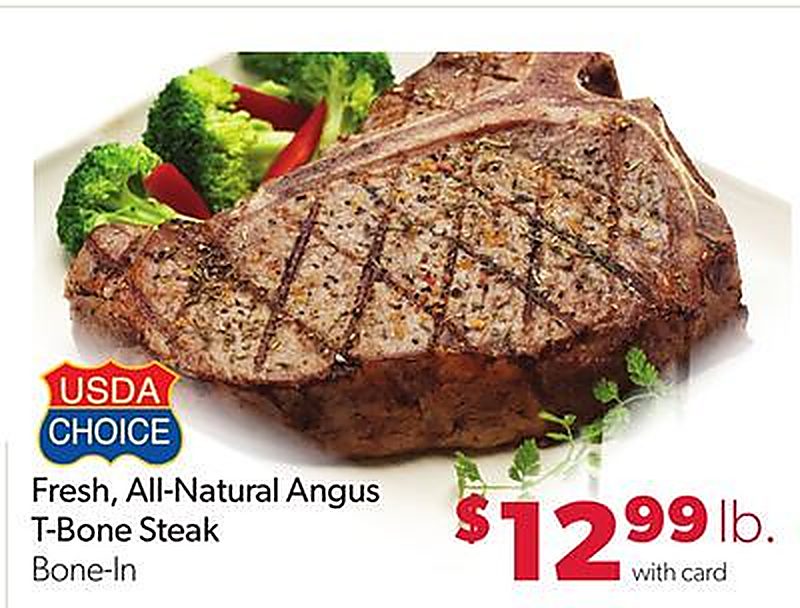 Fresh, All-Natural Angus T-Bone Steak - VG’s Grocery weekly ad deal