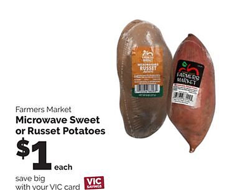 Farmers Market Microwave Sweet or Russet Potatoes - Harris Teeter weekly ad deal