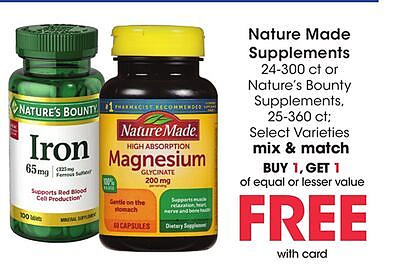 Nature Made Supplements, 24-300 ct or Nature's Bounty Supplements, 25-360 ct