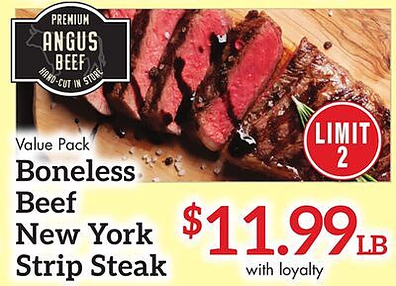 Boneless Beef New York Strip Steak - Remke Markets weekly ad deal