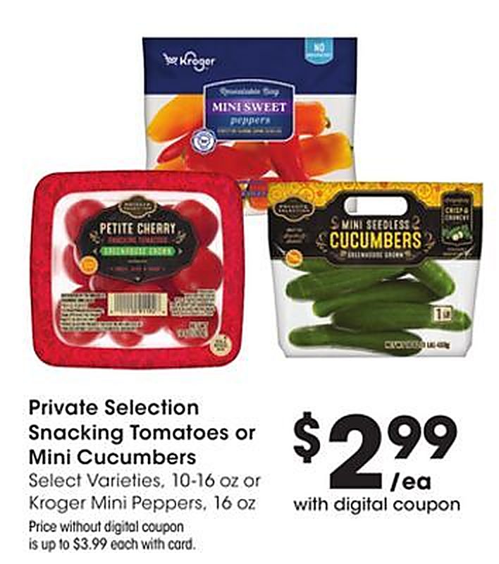 Private Selection Snacking Tomatoes or Mini Cucumbers - Marianos weekly ad deal