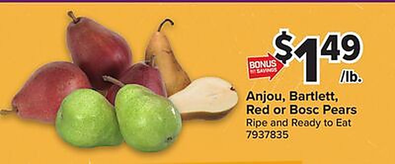 Anjou, Bartlett, Red or Bosc Pears - Giant Food weekly ad deal