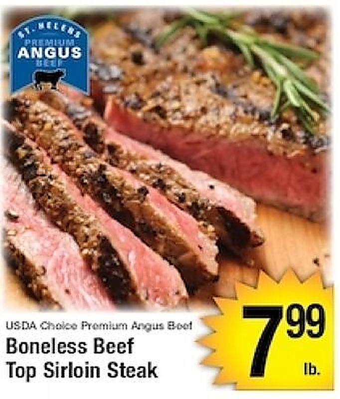 USDA Choice Premium Angus Beef Boneless Beef Top Sirloin Steak - Harvest Foods weekly ad deal