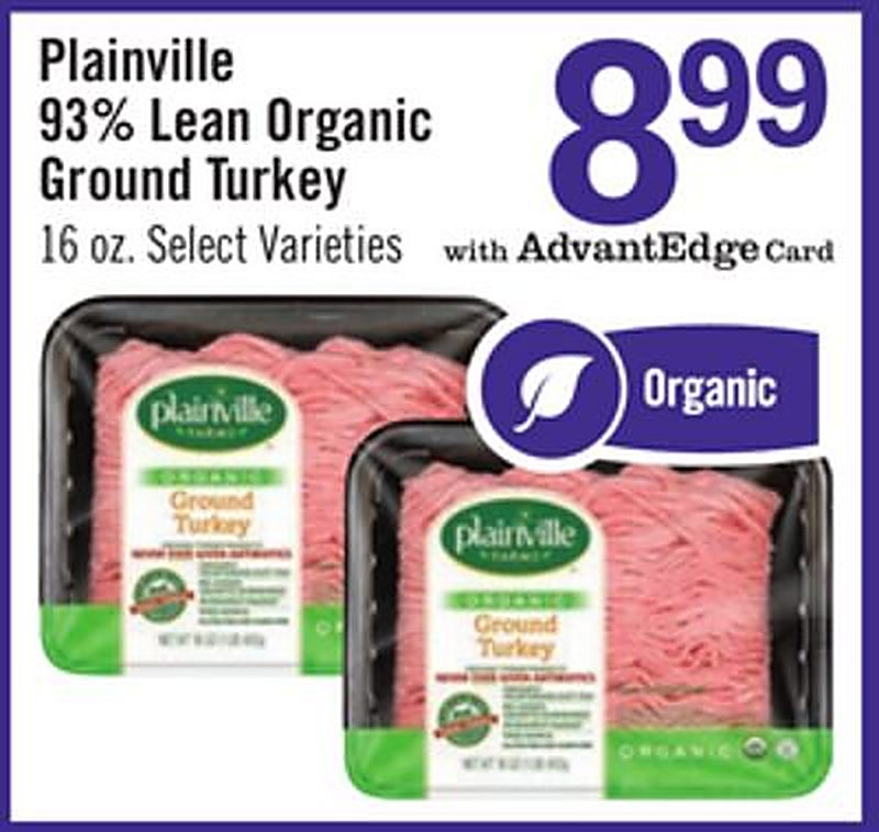 Plainville 93% Lean Organic Ground Turkey - Price Chopper weekly ad deal
