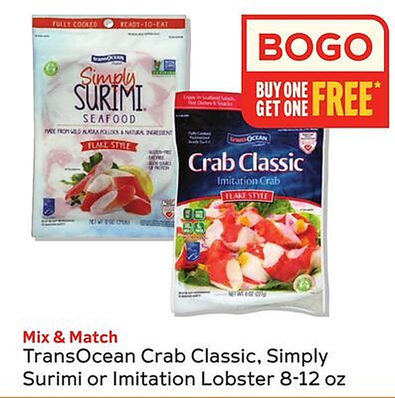 TransOcean Crab Classic, Simply Surimi or Imitation Lobster