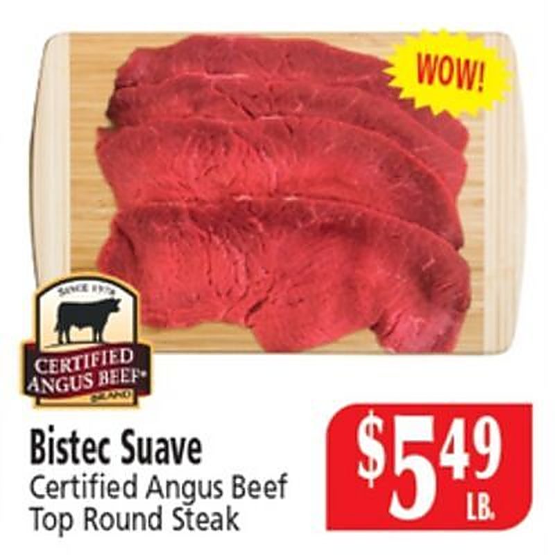Bistec Suave Certified Angus Beef Top Round Steak - El Ahorro Supermarket weekly ad deal