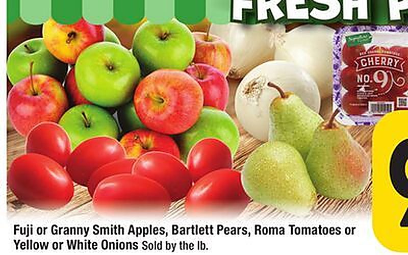 Fuji or Granny Smith Apples, Bartlett Pears, Roma Tomatoes or Yellow or White Onions - Tom Thumb weekly ad deal