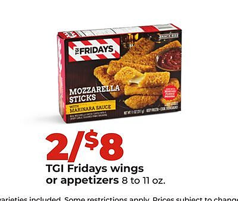 TGI Fridays wings or appetizers - Hy Vee weekly ad deal
