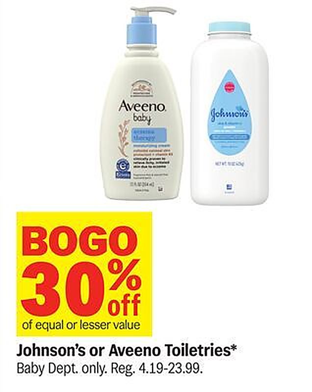 Johnson's or Aveeno Toiletries