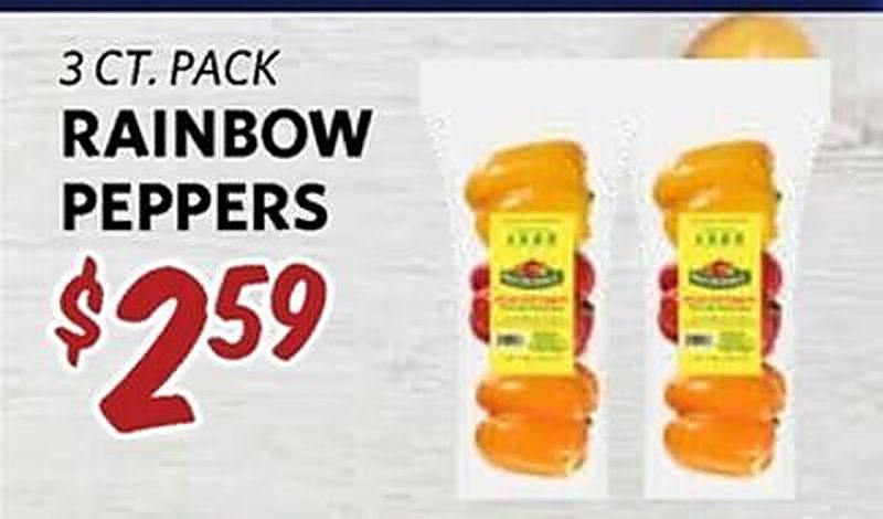 3 CT. PACK RAINBOW PEPPERS - Breaux Mart weekly ad deal