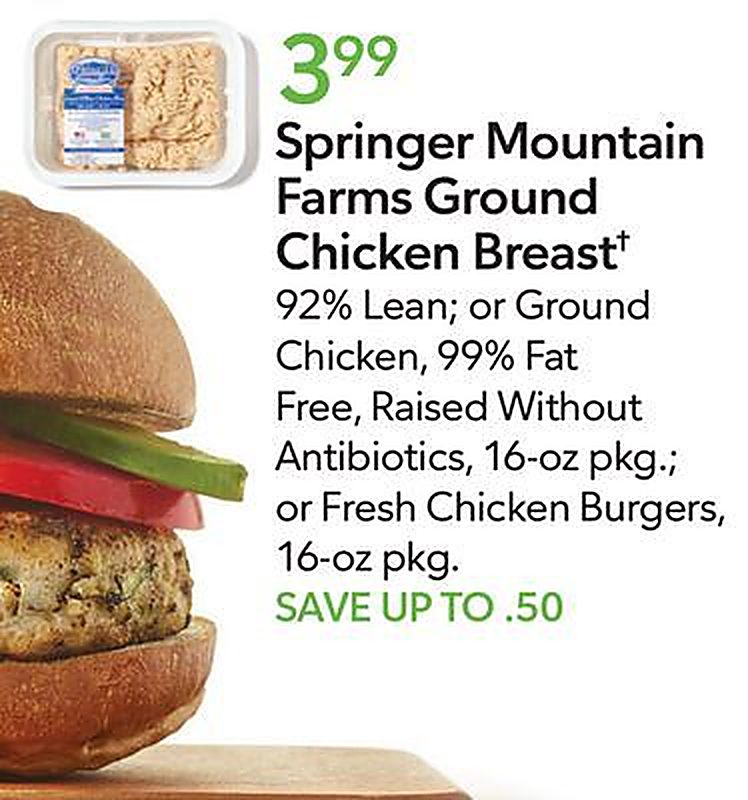 Springer Mountain Farms Ground Chicken Breast† - Publix weekly ad deal