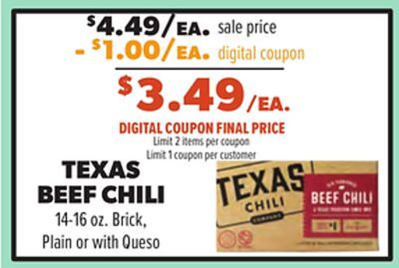 TEXAS BEEF CHILI - Lowe's Market weekly ad deal