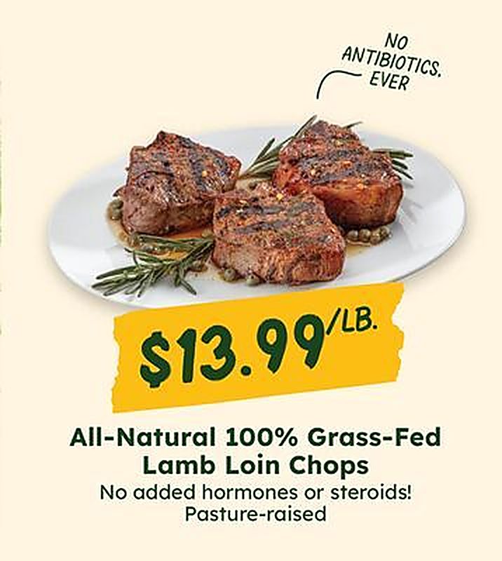 All-Natural 100% Grass-Fed Lamb Loin Chops - Sprouts Farmers Market weekly ad deal