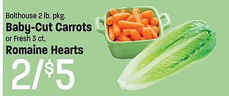 Bolthouse 2 lb. pkg. Baby-Cut Carrots or Fresh 3 ct. Romaine Hearts - Lees Marketplace weekly ad deal
