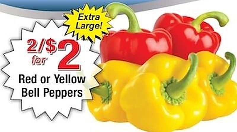 Red or Yellow Bell Peppers - Harvest Foods weekly ad deal