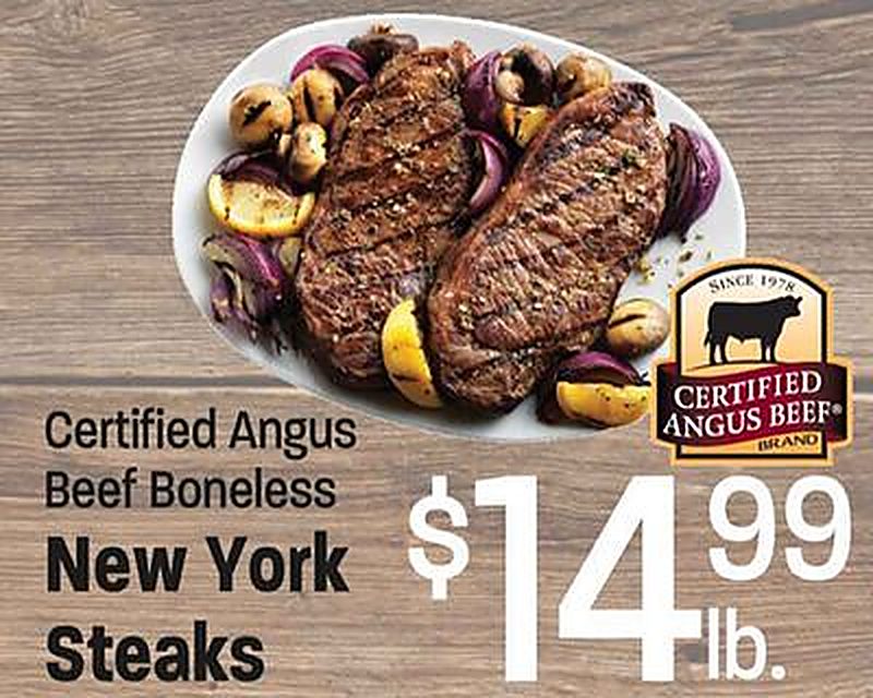 Certified Angus Beef Boneless New York Steaks - Lees Marketplace weekly ad deal