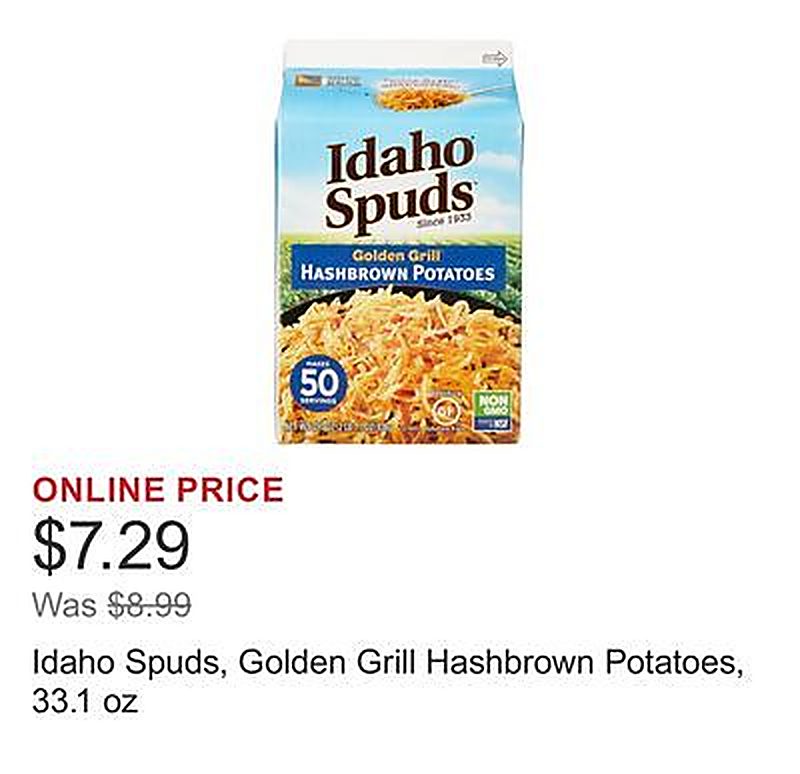 Idaho Spuds, Golden Grill Hashbrown Potatoes, 33.1 oz - Costco weekly ad deal