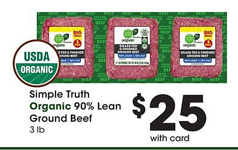 Simple Truth Organic 90% Lean Ground Beef - Bakers weekly ad deal