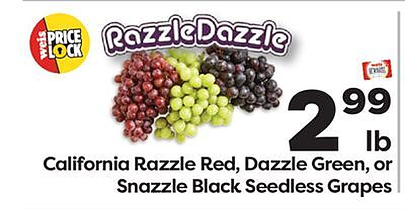 California Razzle Red, Dazzle Green, or Snazzle Black Seedless Grapes - Weis Markets weekly ad deal
