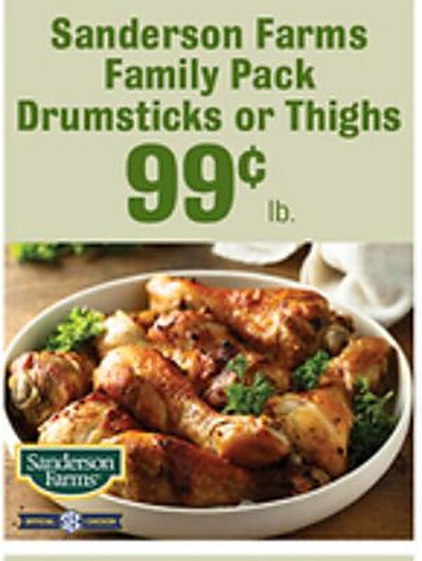 Sanderson Farms Family Pack Drumsticks or Thighs - Robert Fresh Market weekly ad deal