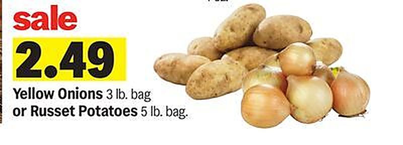 Yellow Onions 3 lb. bag or Russet Potatoes 5 lb. bag. - Meijer weekly ad deal