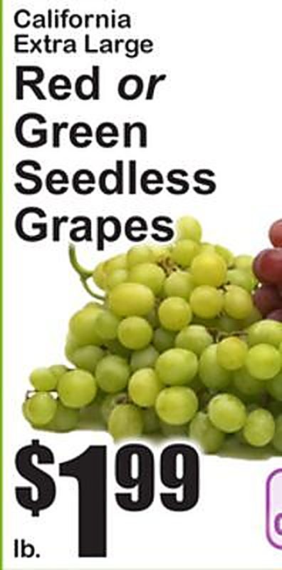 California Extra Large Red or Green Seedless Grapes - Superfresh weekly ad deal