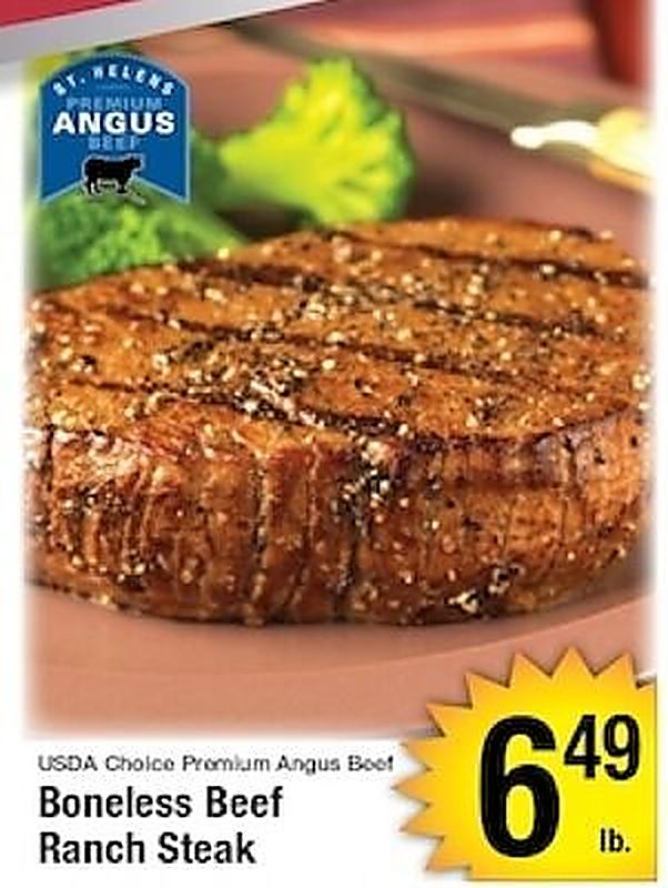 USDA Choice Premium Angus Beef Boneless Beef Ranch Steak - Harvest Foods weekly ad deal