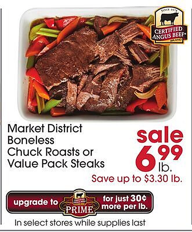 Market District Boneless Chuck Roasts or Value Pack Steaks - Giant Eagle weekly ad deal