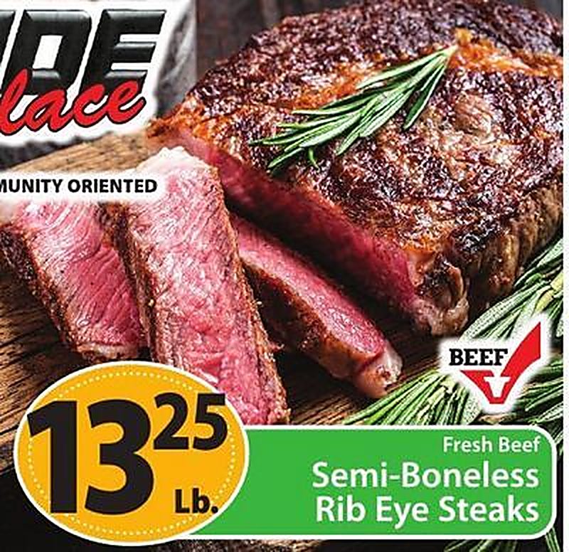 Fresh Beef Semi-Boneless Rib Eye Steaks - West Side Marketplace weekly ad deal