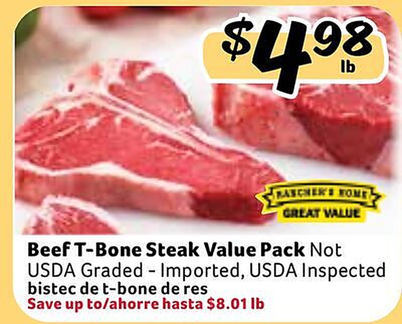 Beef T-Bone Steak Value Pack - Fresco Y Mas weekly ad deal