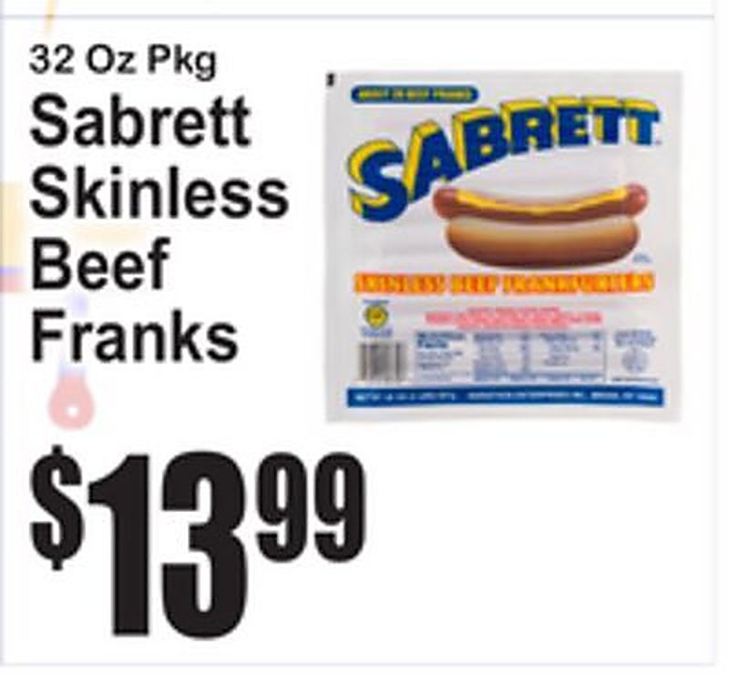 Sabrett Skinless Beef Franks - Superfresh weekly ad deal
