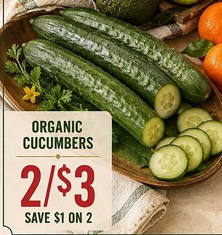 ORGANIC CUCUMBERS - Earth Fare weekly ad deal