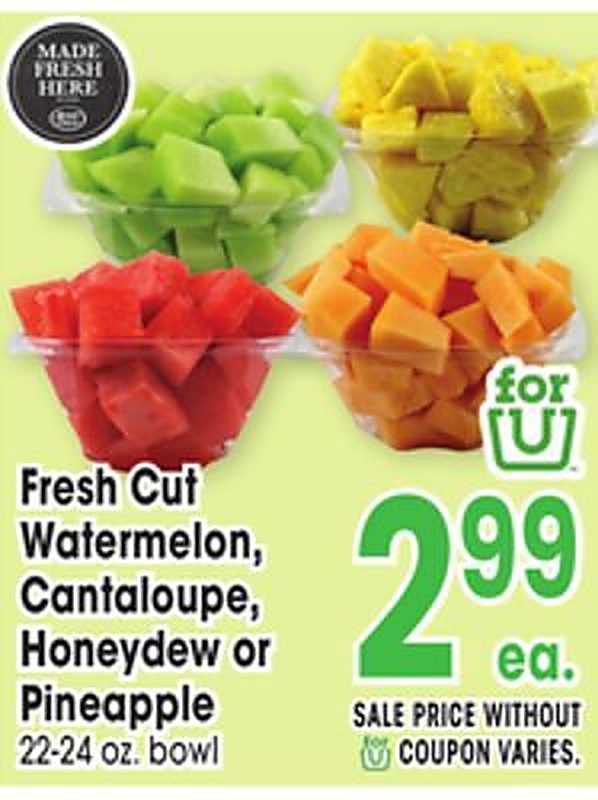 Fresh Cut Watermelon, Cantaloupe, Honeydew or Pineapple - Jewel Osco weekly ad deal