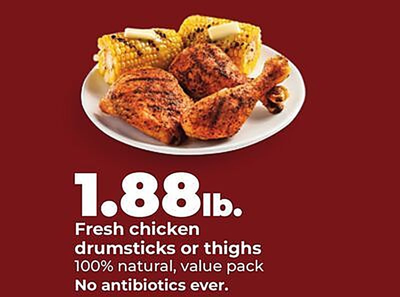 Fresh chicken drumsticks or thighs - Hy Vee weekly ad deal