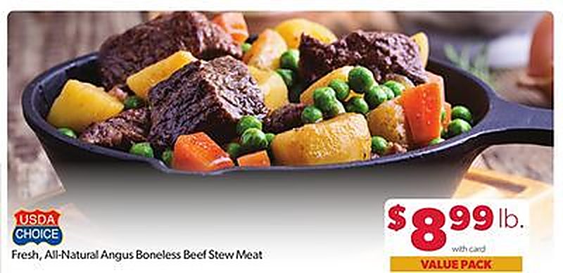 Fresh, All-Natural Angus Boneless Beef Stew Meat - VG’s Grocery weekly ad deal