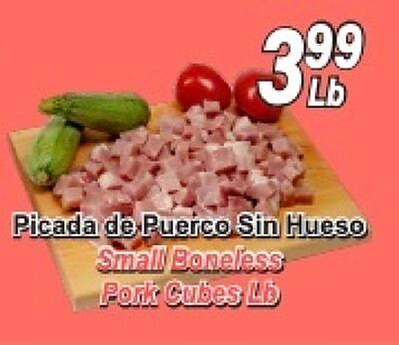 Small Boneless Pork Cubes Lb - El Mezquite Market weekly ad deal